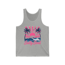 Load image into Gallery viewer, Salty Soul Beach Tank Top – Retro Sunset Palm Graphic Tank
