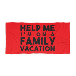 Help On Family Vacation Beach Towel- Red