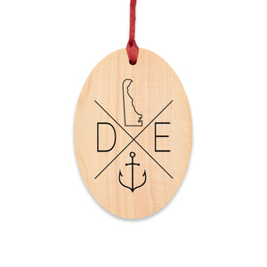 Delaware Compass Wooden Ornaments (Magnetic Back and Red Ribbon)