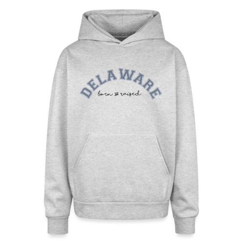 Delaware Born and Raised Oversized Hooded Sweatshirt - heather grey