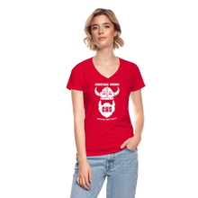 Load image into Gallery viewer, Vikings Women&#39;s V-Neck T-Shirt - red
