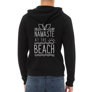 Namaste At The Beach Unisex Full Zip Hoodie - black