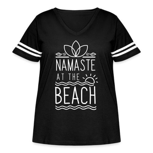 Namaste At The Beach Women's Curvy Vintage Sport T-Shirt - black/white