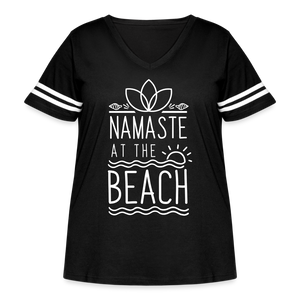 Namaste At The Beach Women's Curvy Vintage Sport T-Shirt - black/white