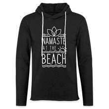 Load image into Gallery viewer, Namaste At The Beach Unisex Lightweight Terry Hoodie - charcoal grey
