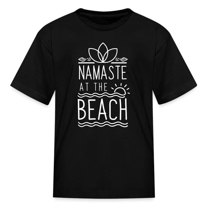 Namaste At The Beach Kids' T-Shirt - black