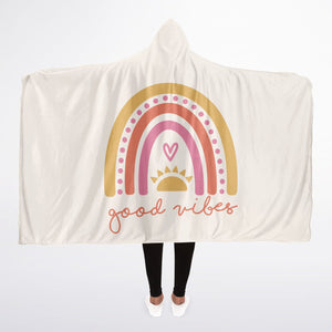 Good Vibes Large Hooded Blanket Micro Fleece