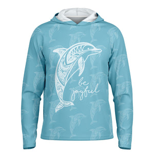 Let’s Beach It Sea Life Collection Unisex Long Sleeve Performance Hoodie (Dolphin)
