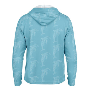 Let’s Beach It Sea Life Collection Unisex Long Sleeve Performance Hoodie (Dolphin)