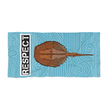 Load image into Gallery viewer, Respect Horse Shoe Crab Beach Towel- Aqua
