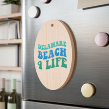 Load image into Gallery viewer, Delaware Beach 4 Life Wooden Ornaments (Magnetic Back and Red Ribbon)

