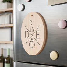 Load image into Gallery viewer, Delaware Compass Wooden Ornaments (Magnetic Back and Red Ribbon)
