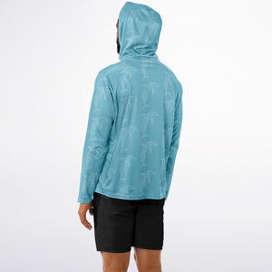 Let’s Beach It Sea Life Collection Unisex Long Sleeve Performance Hoodie (Dolphin)