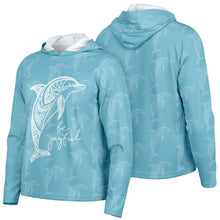 Load image into Gallery viewer, Let’s Beach It Sea Life Collection Unisex Long Sleeve Performance Hoodie (Dolphin)
