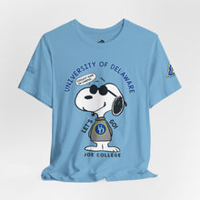 Load image into Gallery viewer, University of Delaware Joe College Snoopy Graphic Tee
