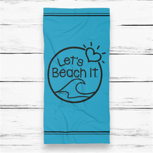 Load image into Gallery viewer, Let&#39; Beach It Blue Large Beach Towel
