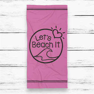 Let' Beach It Large Beach Towel Pink