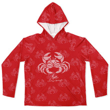 Load image into Gallery viewer, Let’s Beach It Sea Life Collection Unisex Long Sleeve Performance Hoodie (Crab)
