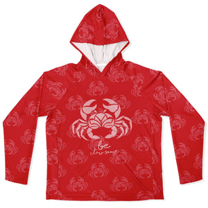 Let’s Beach It Sea Life Collection Unisex Long Sleeve Performance Hoodie (Crab)
