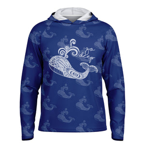 Let’s Beach It Sea Life Collection Unisex Long Sleeve Performance Hoodie (Whale)