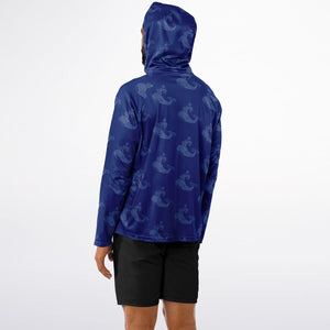 Let’s Beach It Sea Life Collection Unisex Long Sleeve Performance Hoodie (Whale)