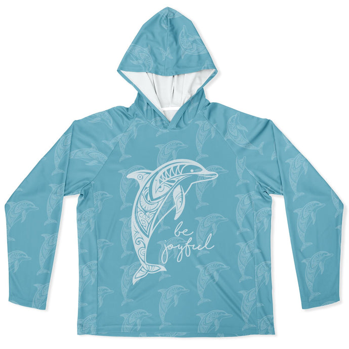 Let’s Beach It Sea Life Collection Unisex Long Sleeve Performance Hoodie (Dolphin)