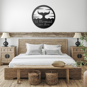 A_Mermaid_Lives_Here_Metal_Sign_Black_Farmhouse_Bedroom_Mockup.png
