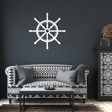 Load image into Gallery viewer, Ahoy_Metal_Sign_White_Dark_Living_Room_Mockup.png
