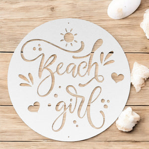 Beach Girl Metal Sign