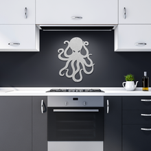 Load image into Gallery viewer, Octopus_Metal_Sign_Silver_Dark_Kitchen_Mockup.png
