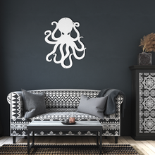 Load image into Gallery viewer, Octopus_Metal_Sign_White_Dark_Living_Room_Mockup.png
