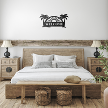 Load image into Gallery viewer, Palm_Welcome_Sign_Black_Farmhouse_Bedroom_Mockup.png
