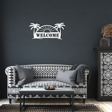 Load image into Gallery viewer, Palm_Welcome_Sign_White_Dark_Living_Room_Mockup.png
