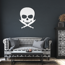 Load image into Gallery viewer, Pirate_Metal_Sign_White_Dark_Living_Room_Mockup.png
