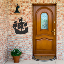 Load image into Gallery viewer, Pirate_Ship_Metal_Sign_Black_Brick_Entrance_Mockup.png
