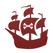 Load image into Gallery viewer, Pirate_Ship_Metal_Sign_Red_Transparent_Mockup.png
