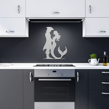 Load image into Gallery viewer, Pirate__Mermaid_Metal_Sign_Silver_Dark_Kitchen_Mockup.png
