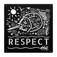 Load image into Gallery viewer, Respect_Horseshoe_Crab_Metal_Sign_Black_Transparent_Mockup.png
