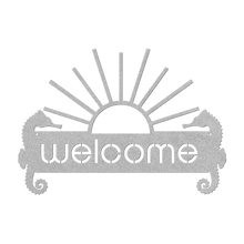 Load image into Gallery viewer, Sea_Horse_Welcome_Metal_Sign_Silver_Transparent_Mockup.png
