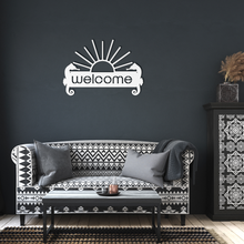 Load image into Gallery viewer, Sea_Horse_Welcome_Metal_Sign_White_Dark_Living_Room_Mockup.png
