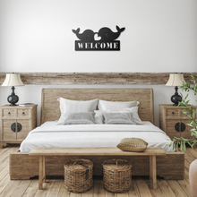 Load image into Gallery viewer, Whale_Welcome_Metal_Sign_Black_Farmhouse_Bedroom_Mockup.png
