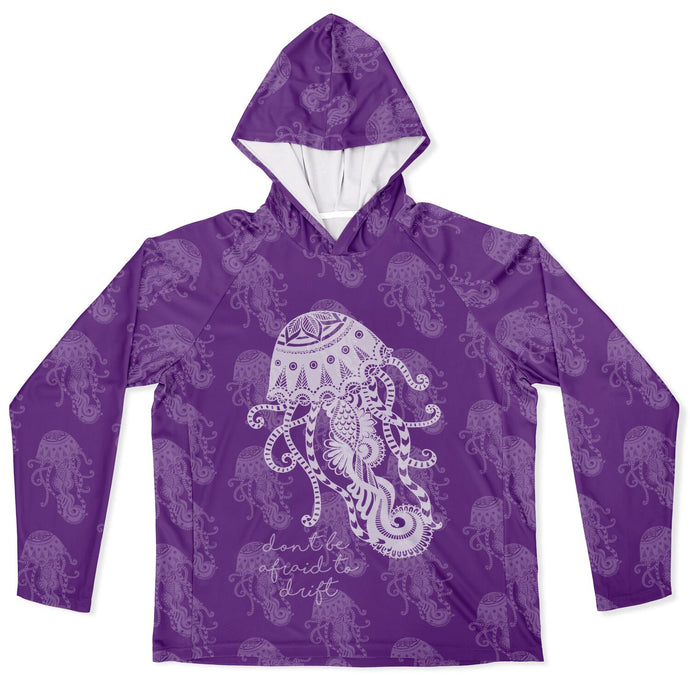 Let’s Beach It Sea Life Collection Unisex Long Sleeve Performance Hoodie (Jellyfish)