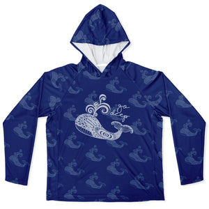 Let’s Beach It Sea Life Collection Unisex Long Sleeve Performance Hoodie (Whale)