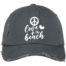 Load image into Gallery viewer, Peace Love + The Beach Distressed Cap
