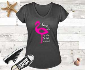 Flamingo is My Spirit Animal V-Neck T-Shirt- Just For Fun