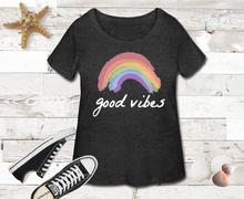 Load image into Gallery viewer, Good Vibes Women’s Curvy T-Shirt- Just For Fun
