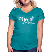 Load image into Gallery viewer, Mer-Mom V-Neck T-Shirt - heather turquoise
