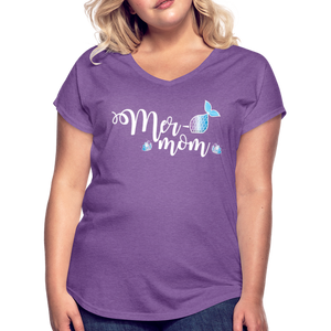 Mer-Mom V-Neck T-Shirt - purple heather