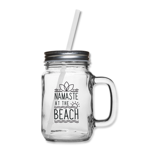Namaste At The Beach Mason Jar Mug - clear