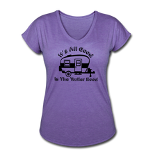 Load image into Gallery viewer, It&#39;s All Good In the Trailer Hood Women&#39;s V-Neck T-Shirt- Camping Around - purple heather
